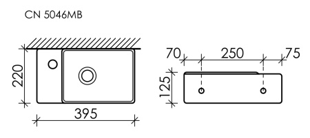 Раковина из сантехнического фарфора Ceramica Nova ELEMENT CN5046MB 40х20 подвесная цвет черный 1 отверстие под смеситель